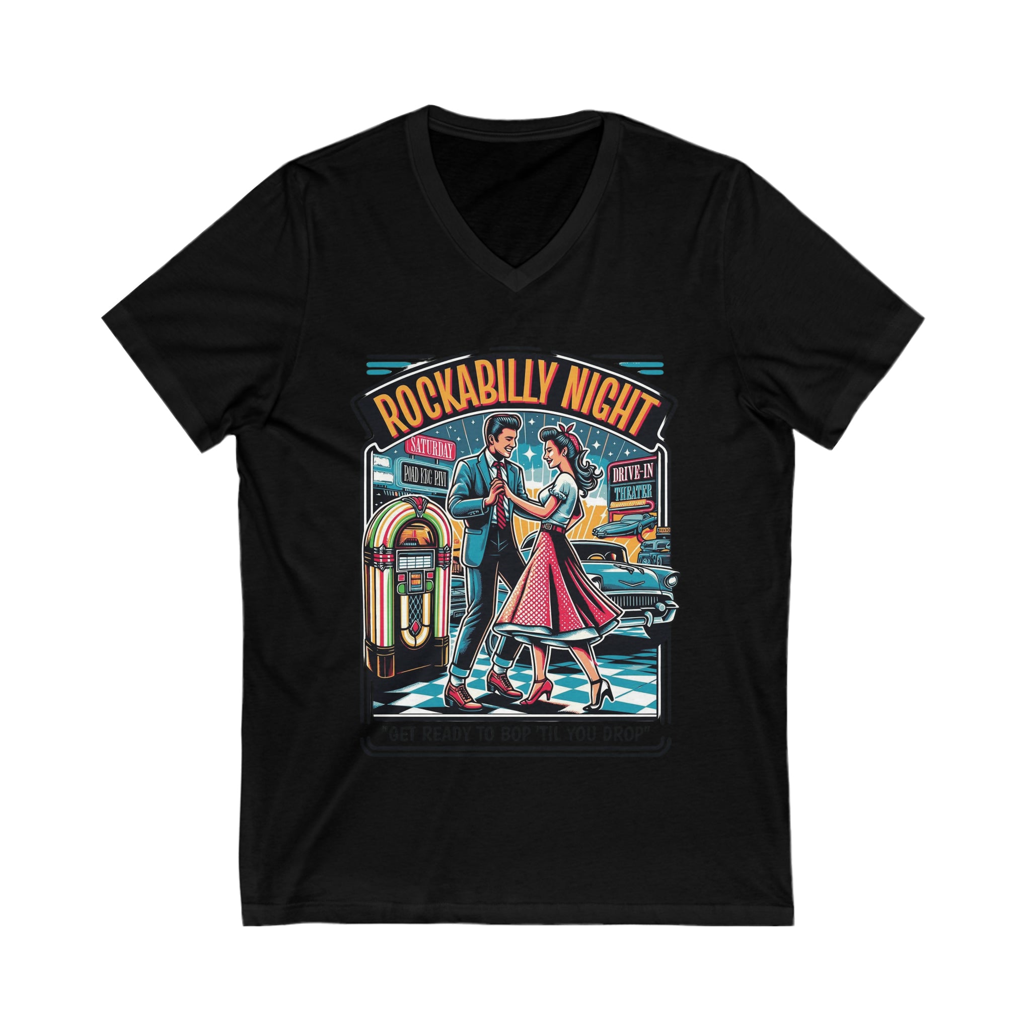 V-NECK SHIRT - ROCKABILLY DESIGN